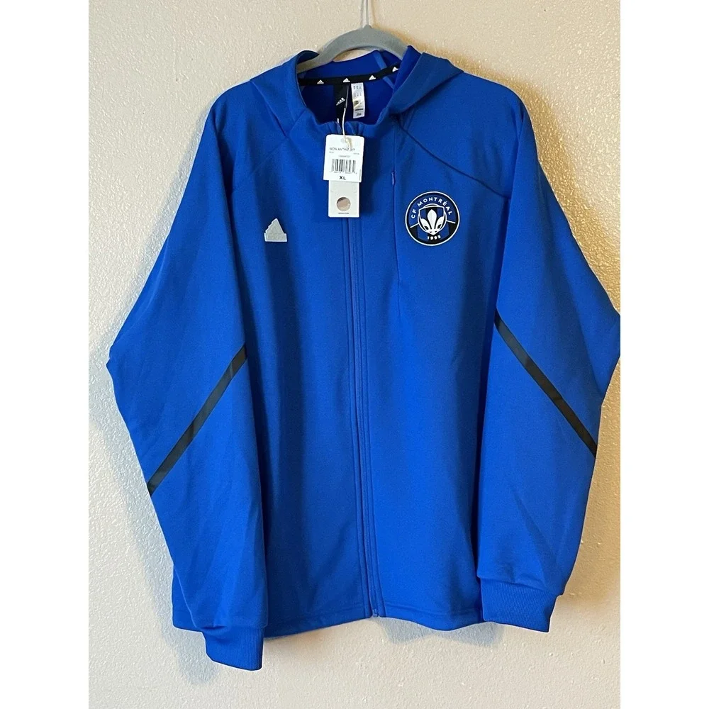 Men's XL NWT CF‎ Montreal Adidas 2024 Anthem Travel Raglan Full-Zip Jacket Blue